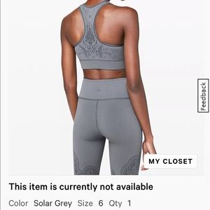 Lululemon Reveal Bras, Zen Expression, Black/Gray, size 6
